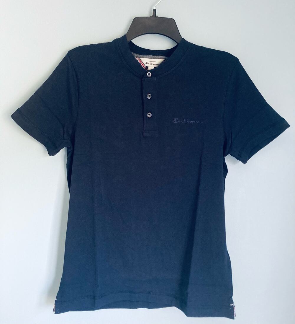 Henley Short Sleeve Shirt Ben Sherman Navy Small Casual Everyday